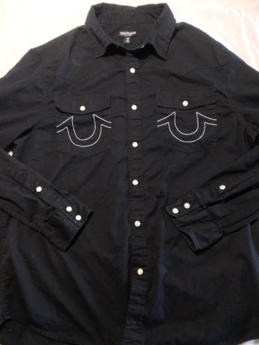 True Religion Pearl Snap Button-Down Black Western Shirt , M , $26